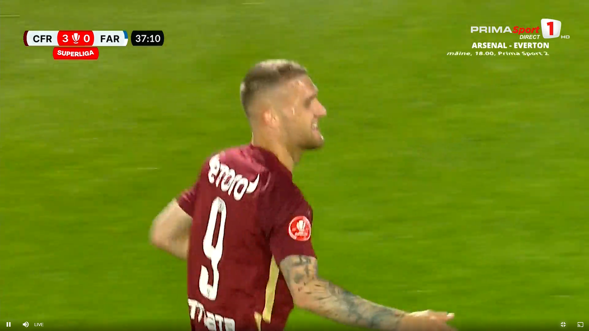 Daniel Bîrligea, gol superb în CFR Cluj - Farul