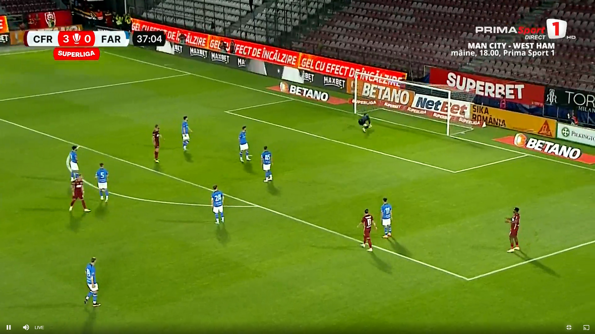 Daniel Bîrligea, gol superb în CFR Cluj - Farul