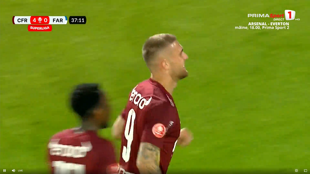 Daniel Bîrligea, gol superb în CFR Cluj - Farul