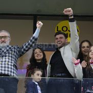 Teodora Becali, Mihai Mincu, Gigi Becali, la FCSB - U Craiova 1-0. Foto: Ionuț Iordache (GSP.RO)
