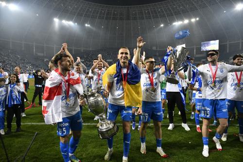 Anzor Mekvabishvili, Oleksandr Romanchuk. Universitatea Craiova a câștigat titlul de campioană în Superligă. Foto: Cristi Preda (GSP.RO)