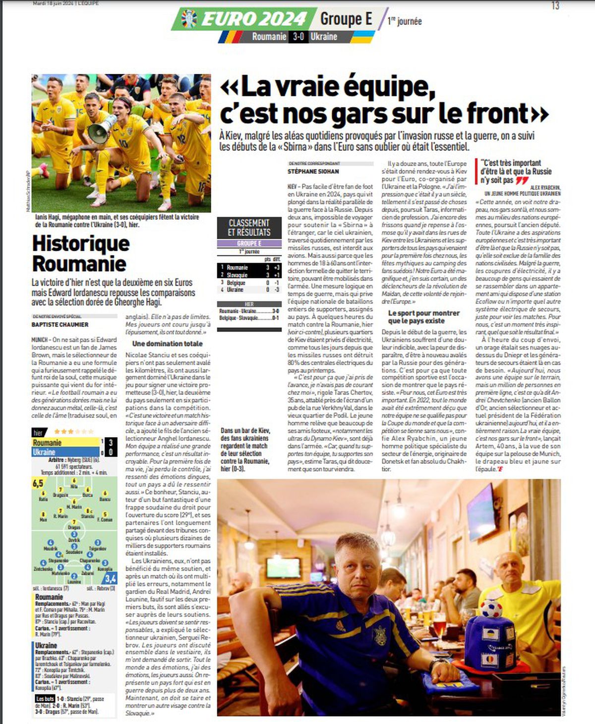 Marile publicații străine, pagini spectaculoase despre victoria naționalei » Am selectat cele mai tari 10 titluri din ziarele de afară: „Petrecere «life'n soul», România istorică”