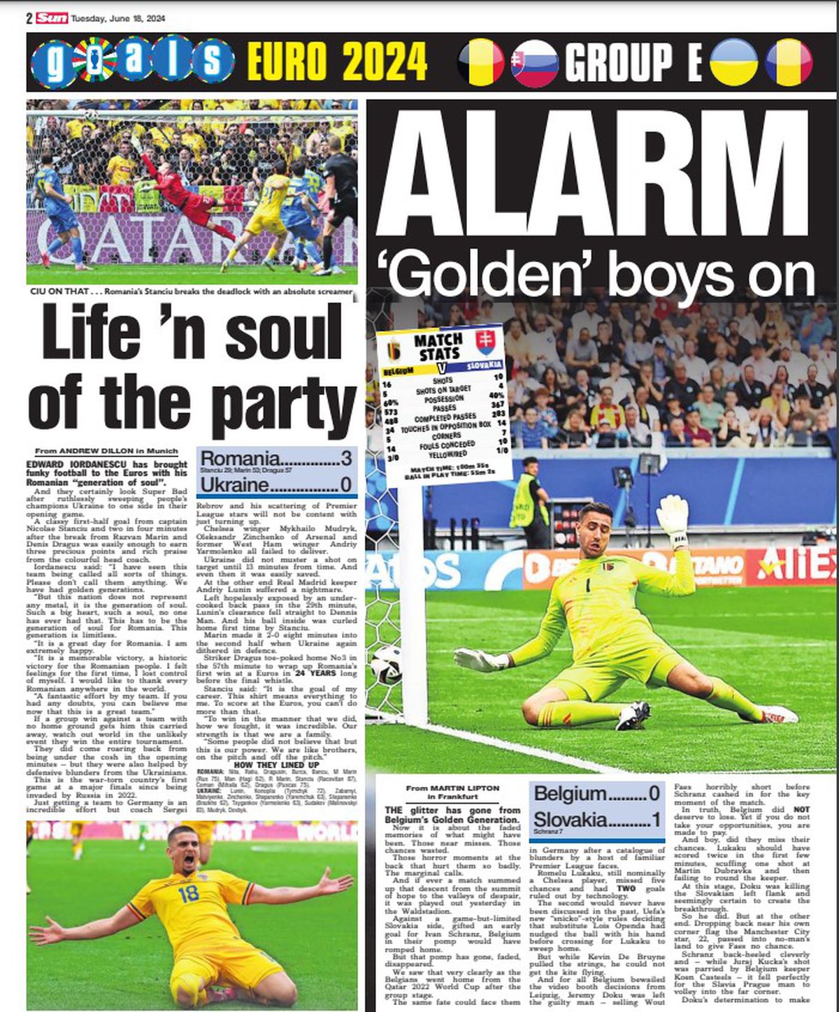 Marile publicații străine, pagini spectaculoase despre victoria naționalei » Am selectat cele mai tari 10 titluri din ziarele de afară: „Petrecere «life'n soul», România istorică”