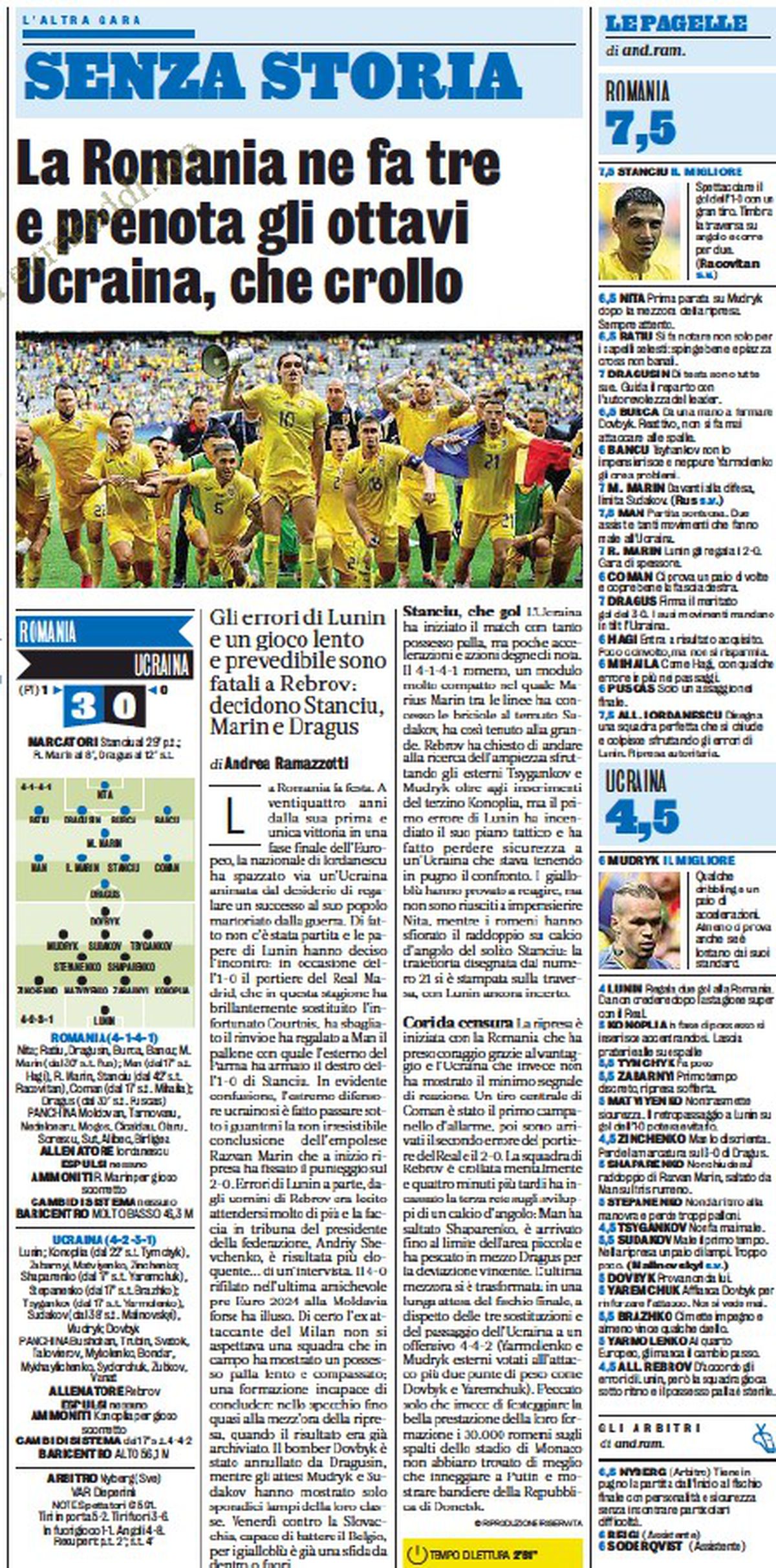 Marile publicații străine, pagini spectaculoase despre victoria naționalei » Am selectat cele mai tari 10 titluri din ziarele de afară: „Petrecere «life'n soul», România istorică”