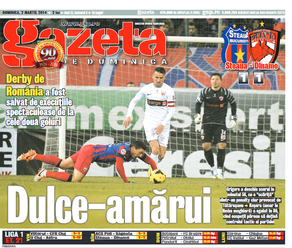 Cum arătau primele pagini din Gazeta Sporturilor de după derby-urile FCSB - Dinamo din Ghencea