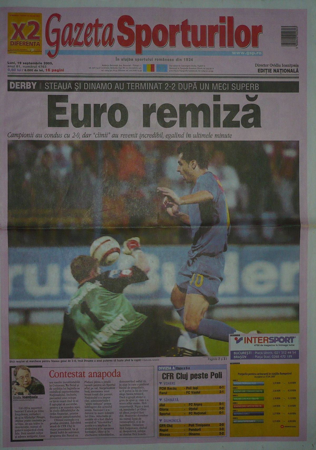 Cum arătau primele pagini din Gazeta Sporturilor de după derby-urile FCSB - Dinamo din Ghencea