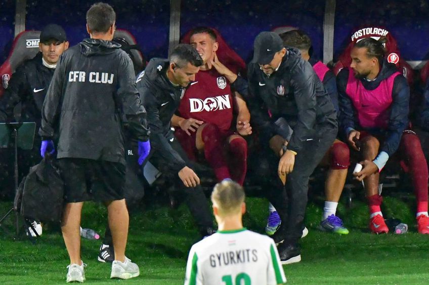 EXCLUSIV Karma! Diagnosticul primit de Lindon Emerllahu, accidentat în secunda 30 din CFR Cluj - Paksi + Coincidență stranie: ce făcea cu 4 zile în urmă