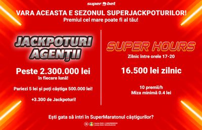 Superbet plătește peste 2.3000.000 de lei în jackpoturi lunare, la aparatele din toate agențiile sale! Află totul despre noile premii SuperHours și vezi cât a crescut X Jackpot!