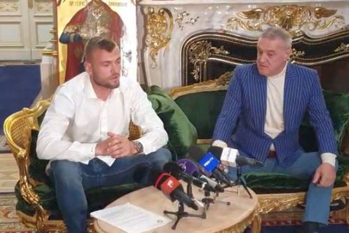 Alexandru Crețu și Gigi Becali, la prezentarea fotbalistului