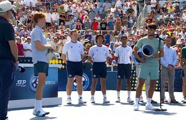 Finală retezată la Cincinnati: Carlos Alcaraz e campion, Jannik Sinner a abandonat la 0-5 » Cuvinte superbe schimbate de cei doi