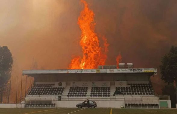 Fotbal mistuit de flăcări » Incendiul devastator a cuprins și stadionul: „Aerul continuă să fie irespirabil. Este un haos total”