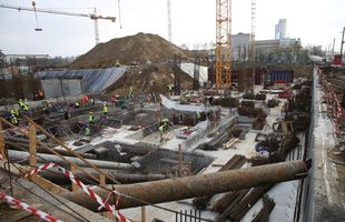 STADION RAPID FOTO + VIDEO //  SPECTACULOS Primele semne de viață la stadionul Rapid » S-a turnat fundația, iar șantierul se înalță: vezi imaginile