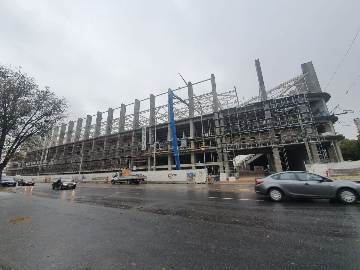 FOTO EXCLUSIV. Cum arată stadionul Giulești la final de 2020: structura acoperișului e aproape finalizată