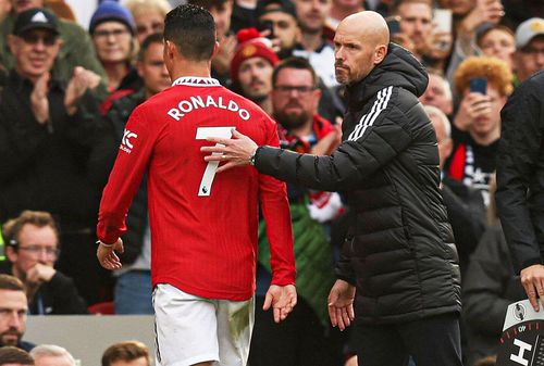 Cristiano Ronaldo și antrenorul lui de la Manchester United, Erik ten Hag // foto: Imago Images
