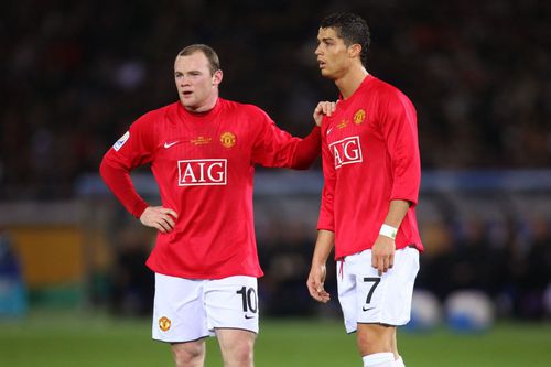 Wayne Rooney și Cristiano Ronaldo, pe vremea când evoluau împreună la Manchester United.
Foto: Imago