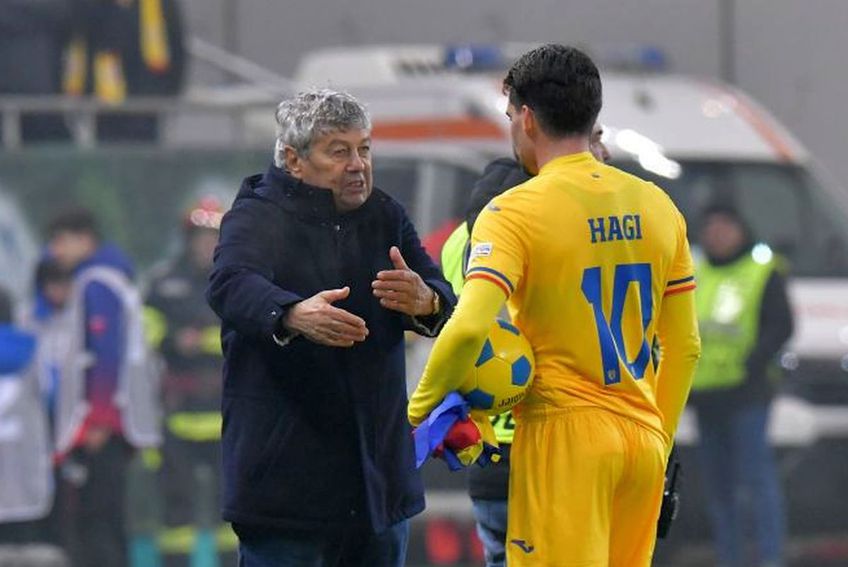 Ianis Hagi și Mircea Lucescu, dialog după România - Cipru 4-1. Foto: Cristi Preda