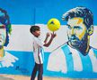 Diego Maradona și Lionel Messi, pictați pe un zid din Bangladesh, foto: Imago