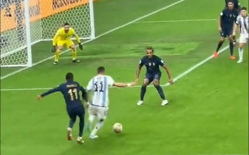 Leo Messi a deschis scorul în minutul 23 al finalei Campionatului Mondial, dintr-un penalty obținut ușor de Angel Di Maria.