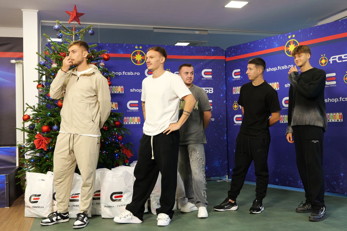 Jucătorii de la FCSB, ajutoarele Moșului pentru copiii din Academie » Pantea a luat microfonul GSP și l-a întrebat pe Lixandru: „Ce v-ați dori de Crăciun?”