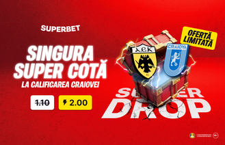 Super Drop într-o zi mare pentru Universitatea Craiova: cotă 2.00 pe Superbet pentru calificare!