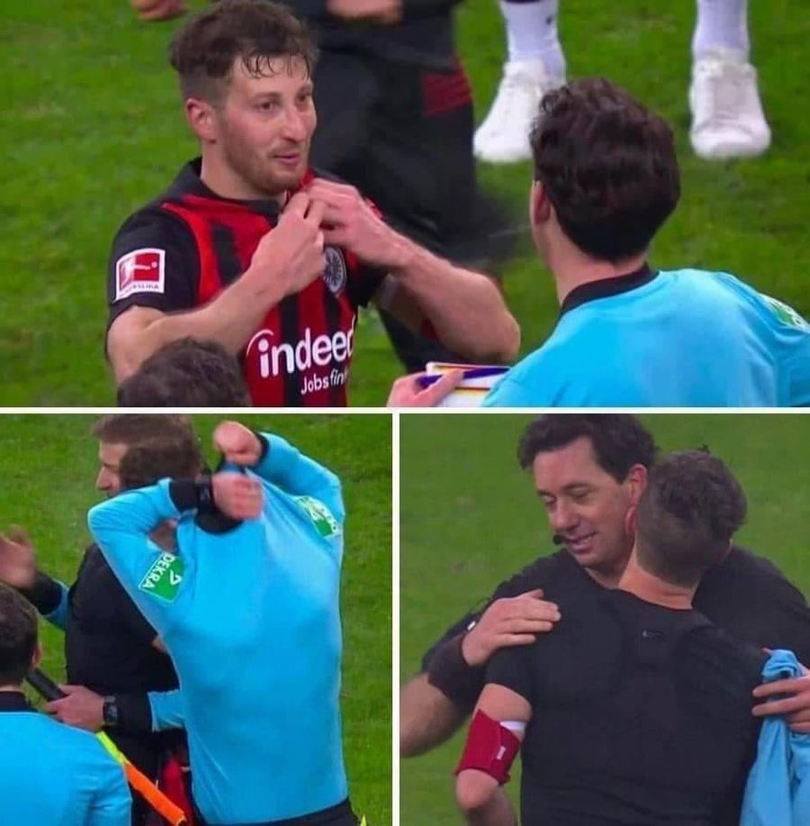 David Abraham schimbă tricoul cu arbitru Manuel Grafe Moment nemaivăzut pe teren: fotbalistul a făcut schimb de tricouri cu arbitrul