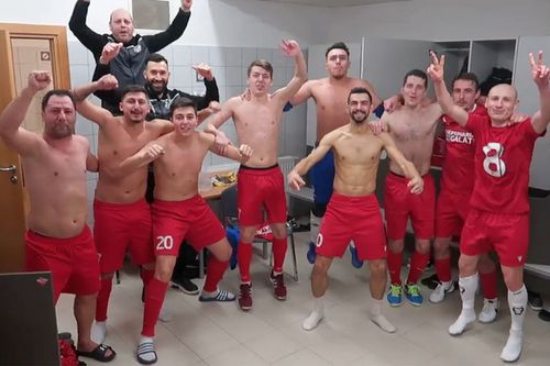 Bucuria celor de la United Galați, după calificarea în optimile Ligii Campionilor // foto: captură Facebook @ Club Sportiv United Galati