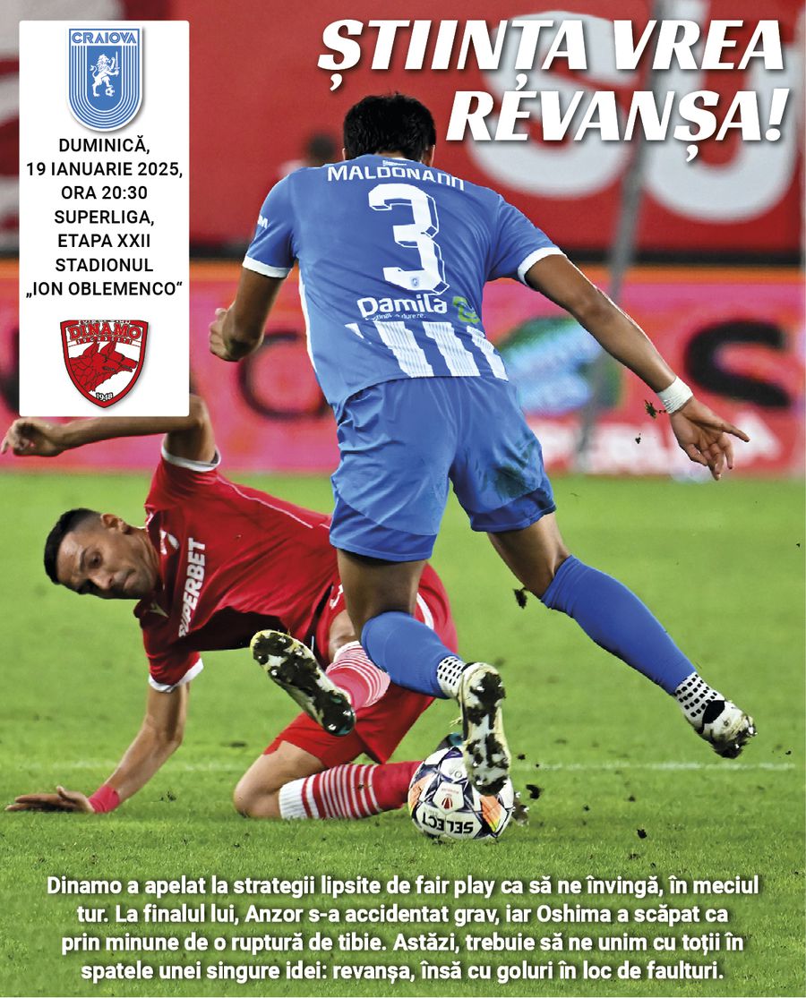 „Dinamo a apelat la strategii lipsite de fair-play” » Ce apare pe coperta programului de meci editat de Universitatea Craiova