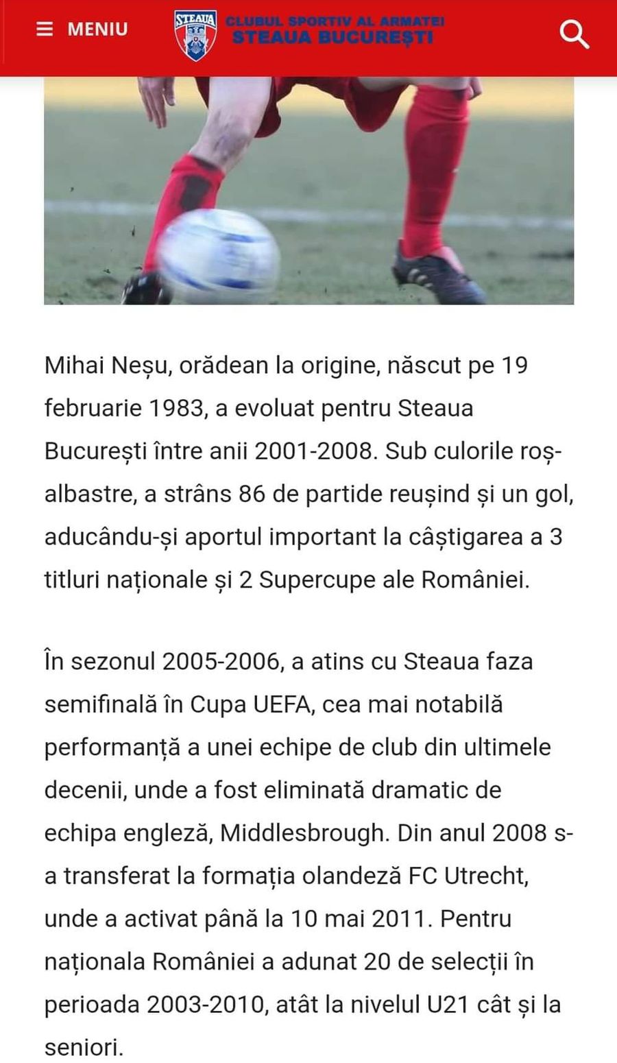 CSA, gafă de ziua lui Mihai Neșu: „FCSB e Steaua!” » Ce a apărut pe site-ul clubului