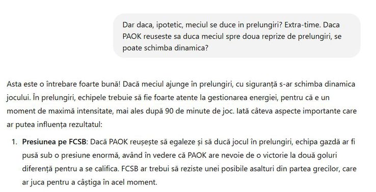 Experiment: ce spune ChatGPT despre FCSB - PAOK Salonic