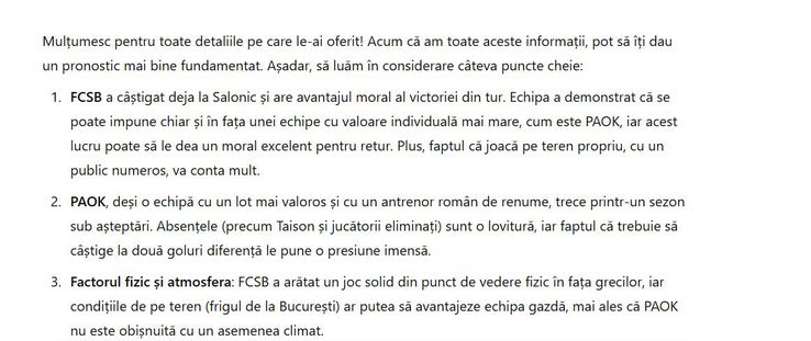 Experiment: ce spune ChatGPT despre FCSB - PAOK Salonic
