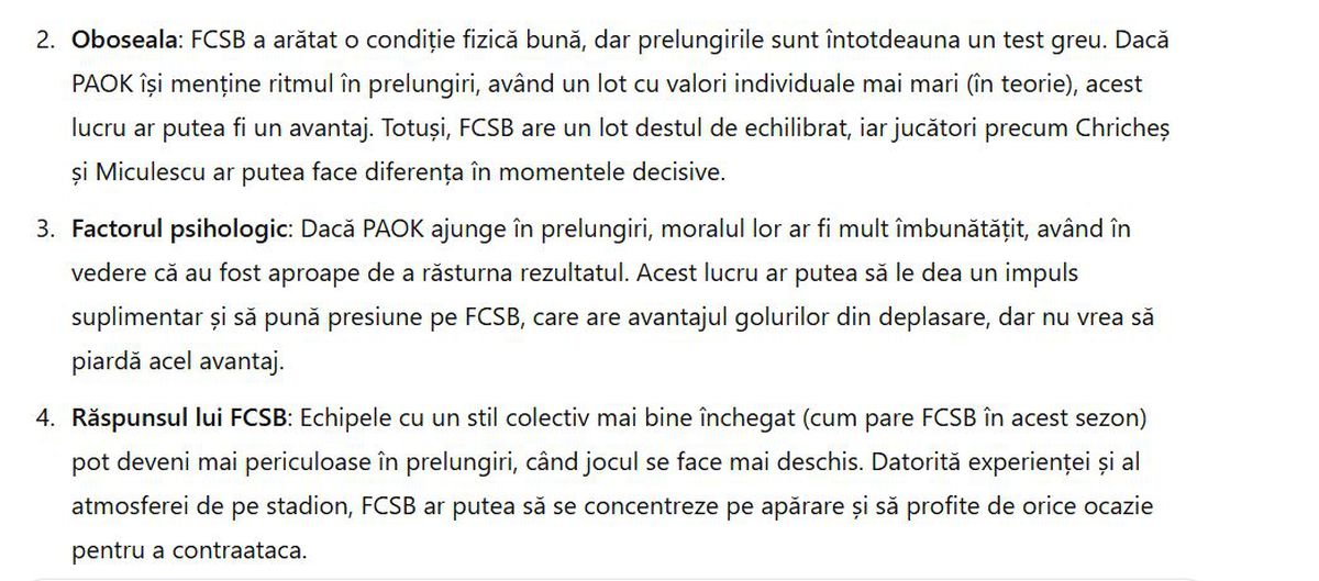 ChatGPT a dat verdictul la FCSB - PAOK » Inteligența artificială a scanat detaliile-cheie și vine cu pronosticul: „Toate ingredientele pentru a trece mai departe”