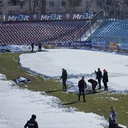 Oțelul Galați are terenul acoperit cu zăpadă // FOTO: GSP.ro