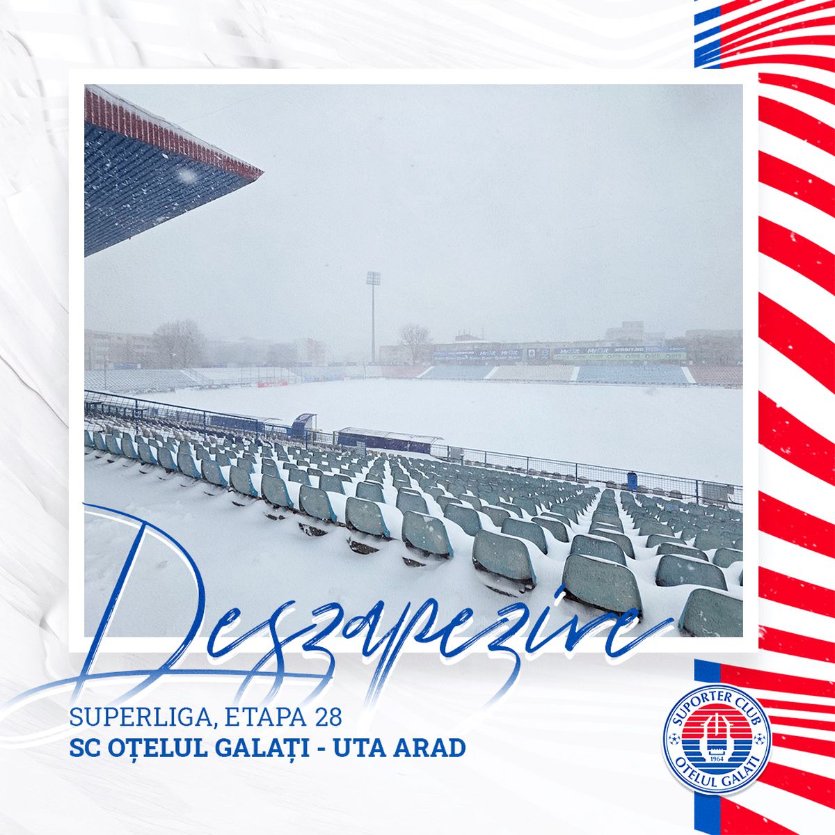 Clubul din Superliga, sub zăpadă! Își cheamă fanii cu lopata la stadion cu o zi înaintea „finalei”