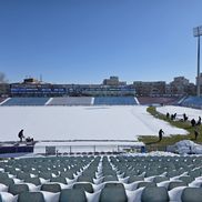 Oțelul Galați are terenul acoperit cu zăpadă // FOTO: GSP.ro