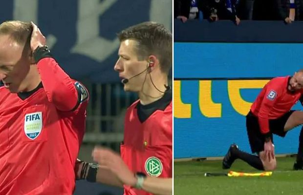 Scene reprobabile în Bundesliga: meci abandonat după ce tușierul a fost lovit de un obiect aruncat din tribune