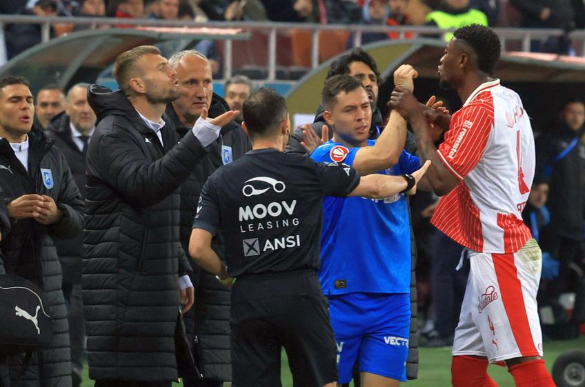 Crețu și Boateng, protagoniști în meleul din finalul primei reprize din Dinamo - Craiova