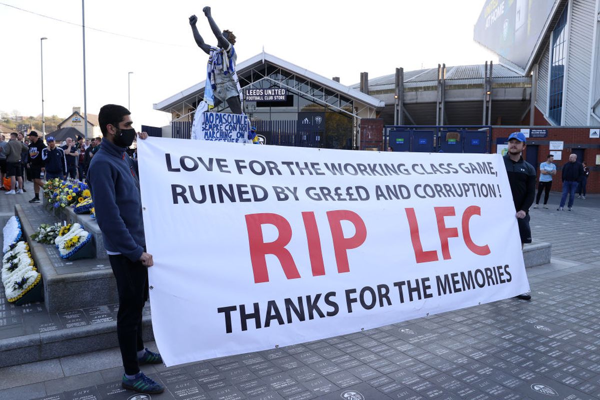 FOTO LEEDS - LIVERPOOL 19.04.2021 PROTEST SUPER LIGA