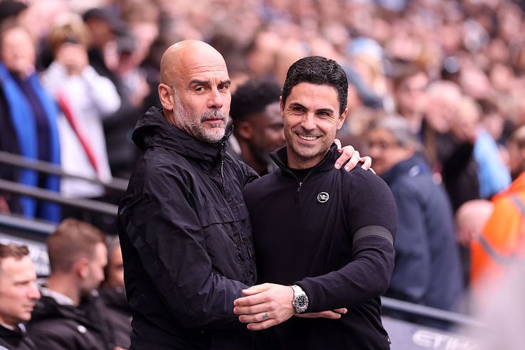 Arteta și Guardiola, în Manchester City - Arsenal/ foto Getty Images