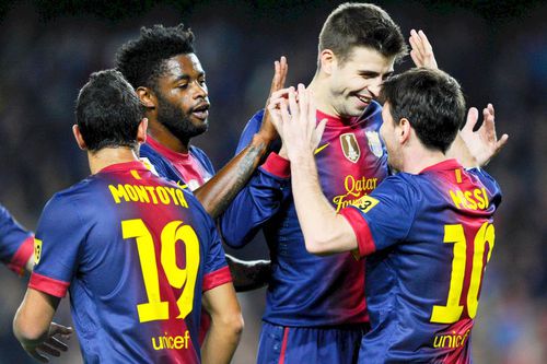 Messi, alături de Pique, Montoya și Alex Song, foto: Guliver/gettyimages
