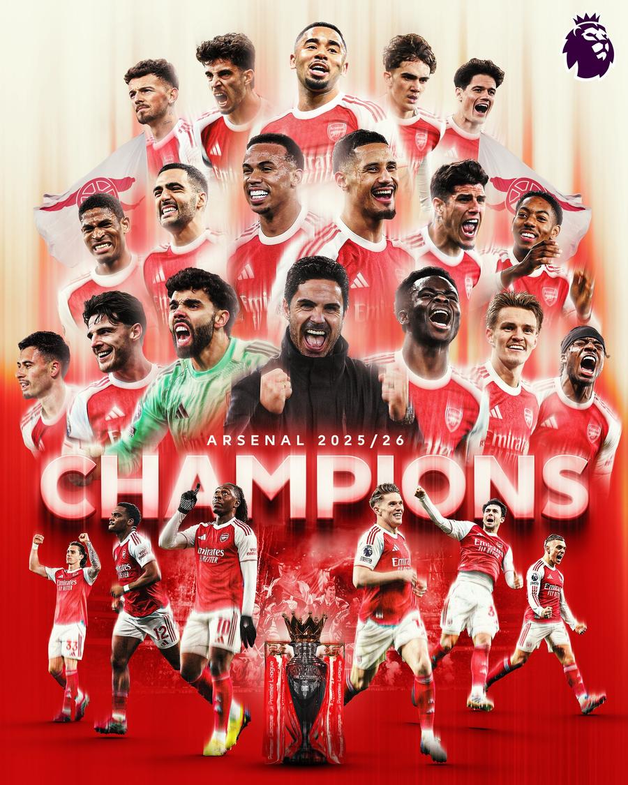 Postarea paginii oficiale a Premier League // FOTO: Facebook @Premier League Arsenal este noua campioană a Angliei! Mesajele transmise imediat de „tunari” și de Premier League