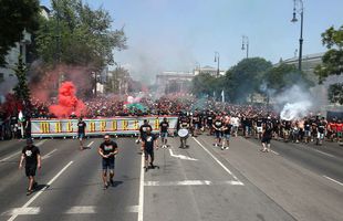 Franța, bine ai venit în infern! Ultrașii maghiari, show INCENDIAR pe străzile din Budapesta