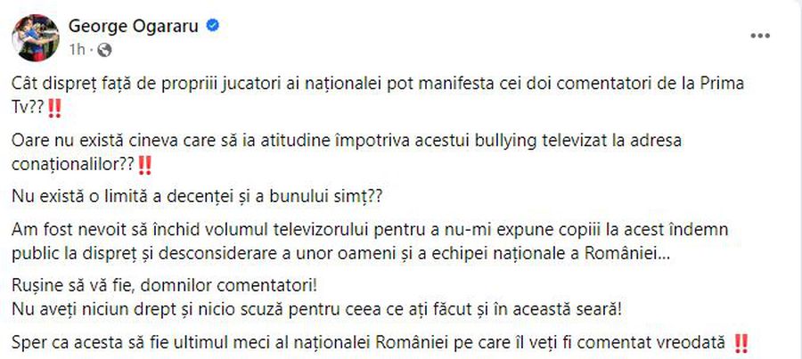 Cea mai dură reacție după Elveția - România: „Bullying televizat! Rușine să vă fie! Nu aveți niciun drept pentru ceea ce ați făcut”