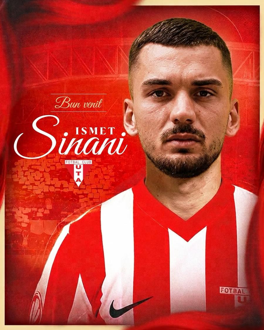 Ismet Sinani a semnat cu UTA Arad // Sursă foto @uta1945arad Fostul atacant crescut de AC Milan a fost prezentat în Superliga