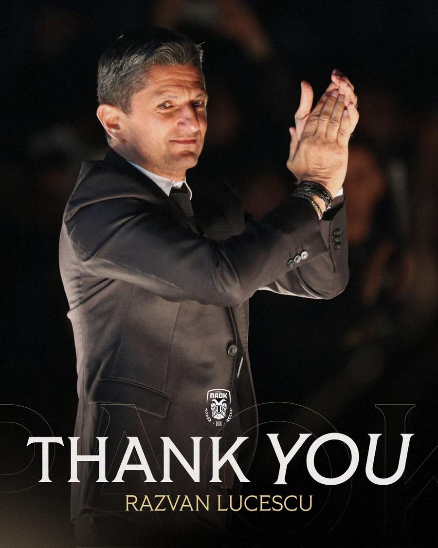 PAOK a anunțat oficial despărțirea de Răzvan Lucescu // Sursă foto @PAOK FC Răzvan Lucescu s-a despărțit de PAOK » Comunicatul clubului: „Relația noastră s-a bazat pe respect reciproc”