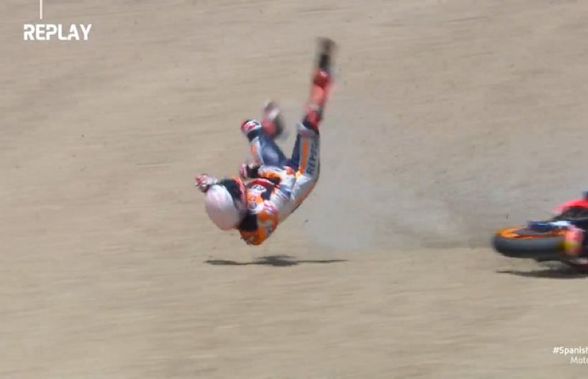 FOTO UPDATE Căzătură groaznică pentru Marquez în Marele Premiu al Spaniei! Are fractură și va fi operat de urgență