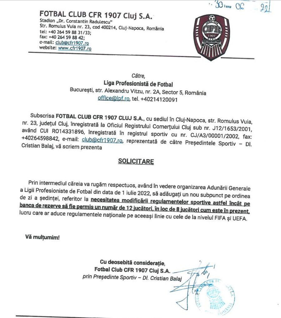 Solicitarea campioanei CFR Cluj Federaţia pro-FCSB, anti-CFR » Campioana, ignorată complet de Burleanu