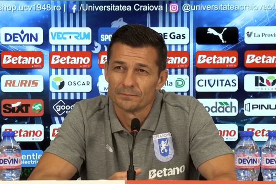 Costel Gâlcă, antrenorul Universității Craiova, foto: captură de ecran Facebook Universitatea Craiova
