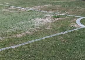 Starea jalnică în care se prezintă gazonul, înaintea meciului Unirea Slobozia - FCSB
