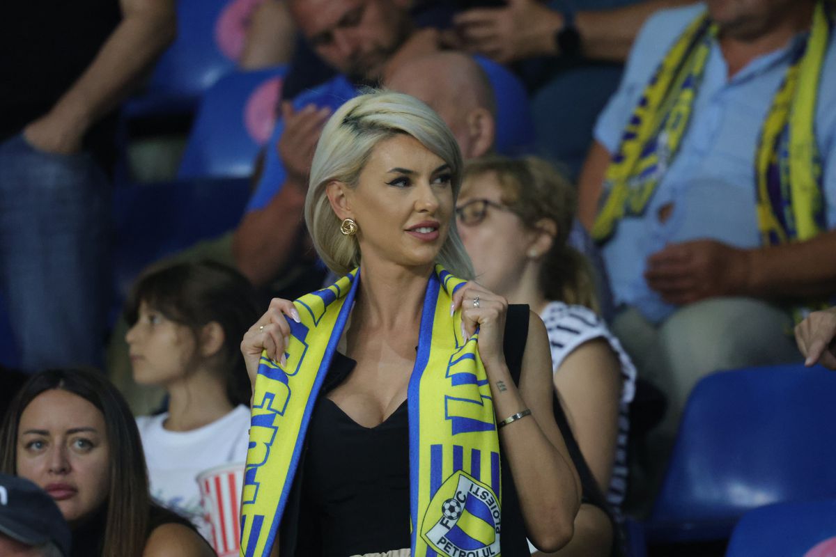 Soția fotbalistului care a furat toate privirile la Petrolul - FCSB: cum a fost surprinsă în tribunele arenei „Ilie Oană”