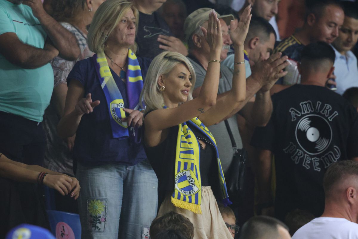 Soția fotbalistului care a furat toate privirile la Petrolul - FCSB: cum a fost surprinsă în tribunele arenei „Ilie Oană”